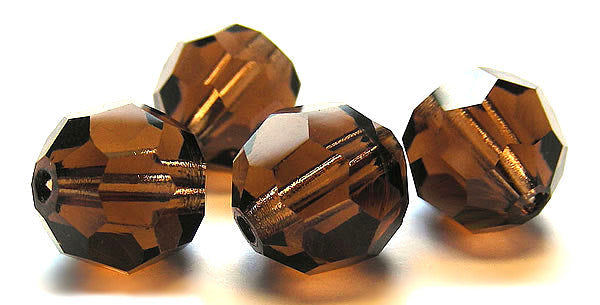 Smoked Topaz Czech Machine Cut Round Crystal Beads dark brown 4mm 6mm 8mm 10mm