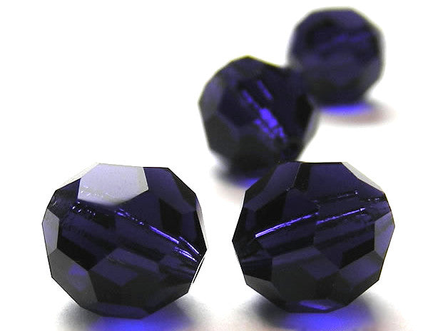 Tanzanite (Deep), Czech Machine Cut Round Crystal Beads