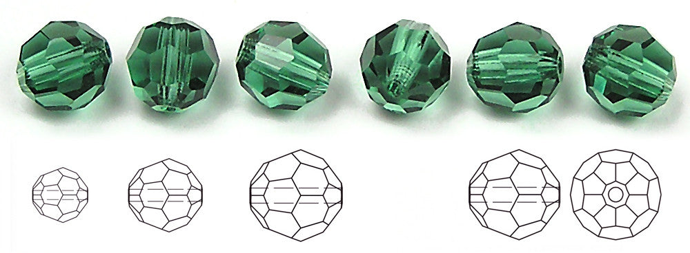 Turmaline Czech Glass Machine Cut Round Crystal Beads 8mm