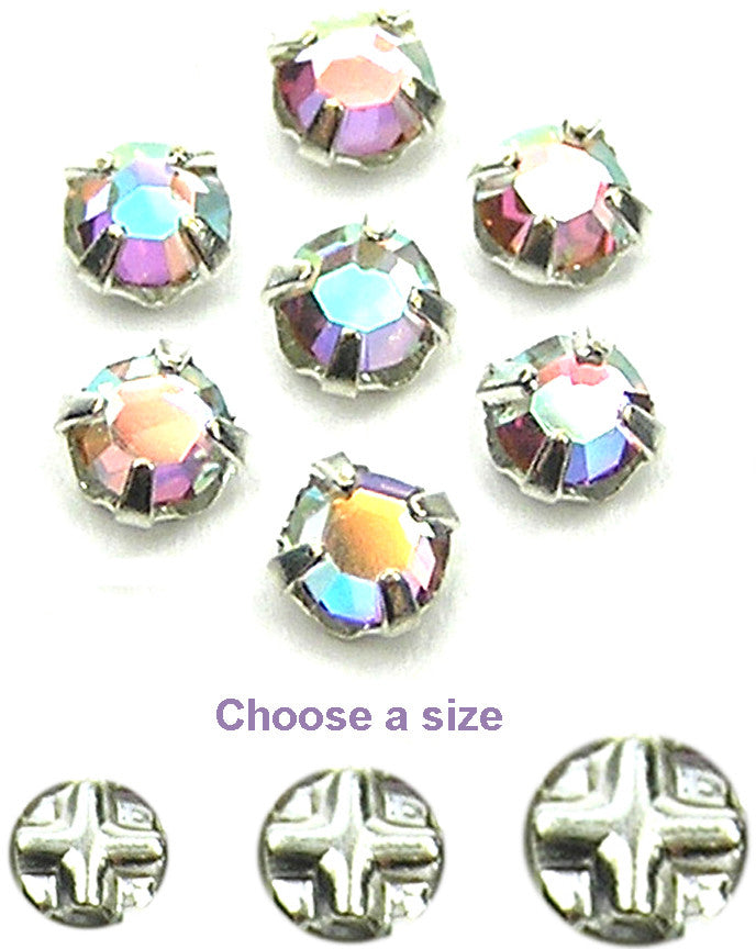 Vintage Swarovski Rose Montees, Crystal AB, Silver Plated, in size 12ss, 144pcs rosemontee