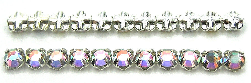 Vintage Swarovski Rose Montees, Crystal AB, Silver Plated, in size 12ss, 144pcs rosemontee