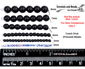 'Czech Round Smooth Pressed Glass Beads in Jet black, 2mm, 3mm, 4mm, 6mm, 7mm, 8mm Druk Bead