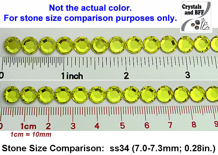 Crystal Sahara HOTFIX, 288 Preciosa Genuine Czech Crystals 34ss Viva12 Iron-on, ss34, 7mm