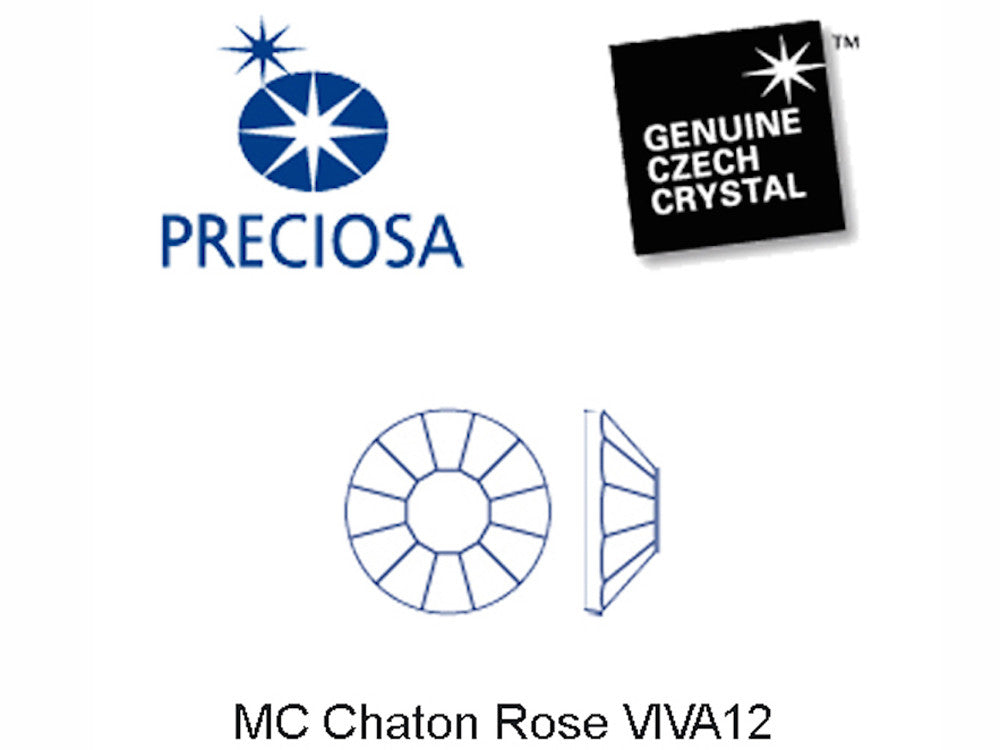 Dark Indigo Preciosa Viva Chaton Roses Article 438-11-612 (Viva12 Rhinestone Flatbacks) Genuine Czech Crystals deep navy blue color ss12 ss16 ss20
