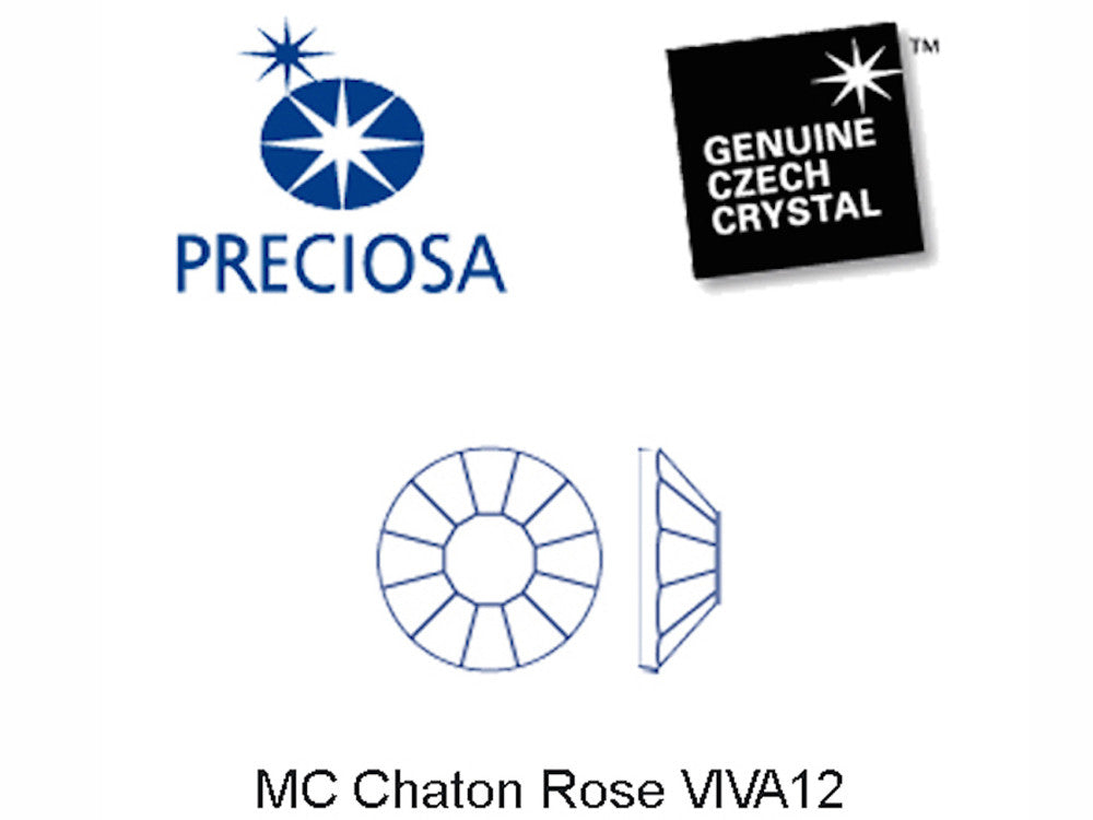 Vintage Rose, Preciosa Viva Chaton Roses Article 438-11-612 (Viva12 Rhinestone Flatbacks), Genuine Czech Crystals, light pink color