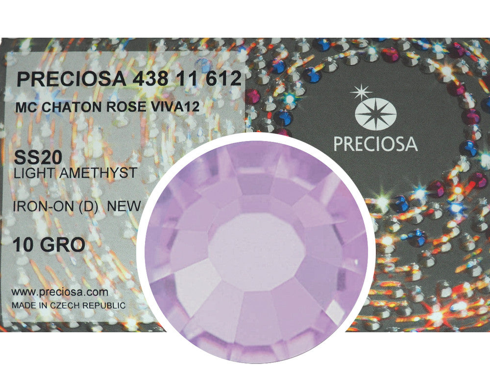 Light Amethyst HOTFIX, 1440 Preciosa Genuine Czech Crystals 20ss Viva12 Iron-on, ss20, 5mm