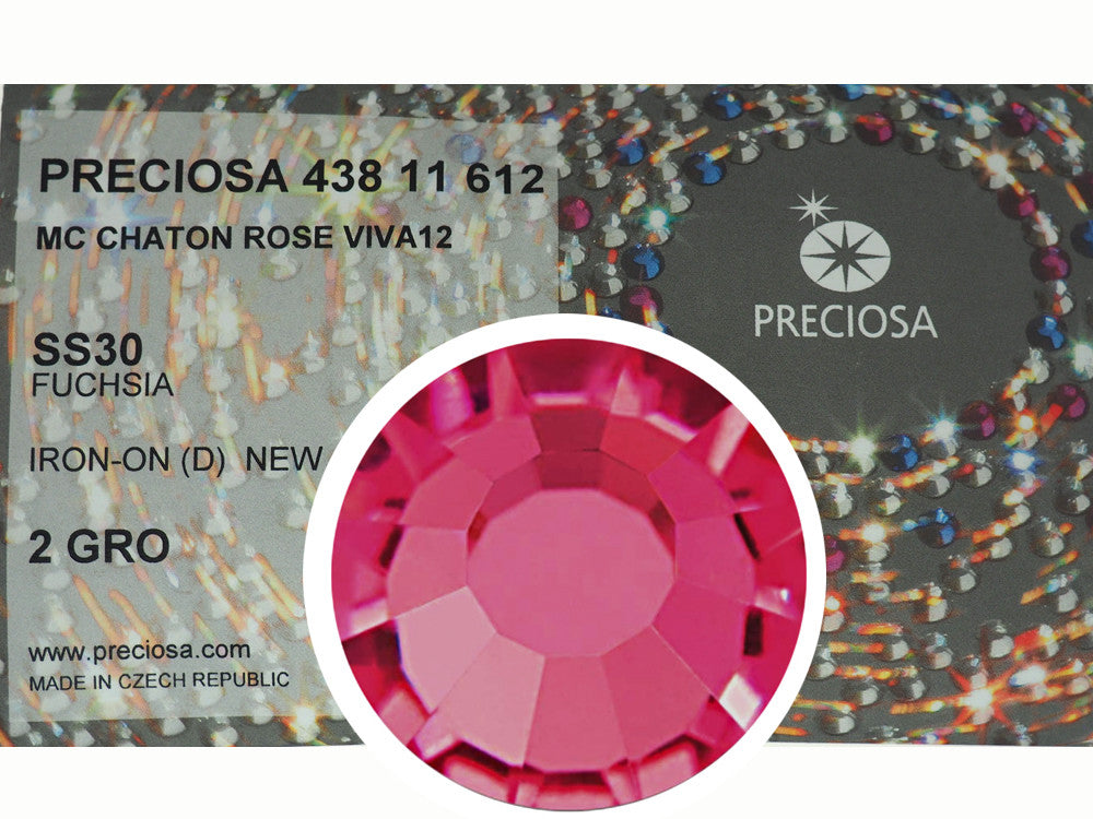 Fuchsia HOTFIX, 288 Preciosa Genuine Czech Crystals 30ss Viva12 Iron-on, ss30,6.5mm