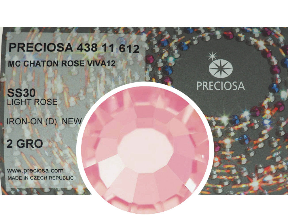 Light Rose HOTFIX, 288 Preciosa Genuine Czech Crystals 30ss Viva12 Iron-on, ss30,6.5mm