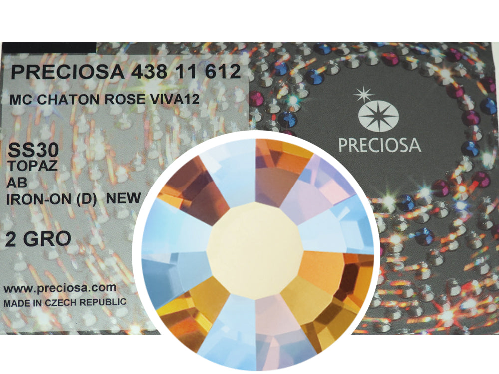 30ss HOTFIX, CHOOSE A COLOR, 288 pieces of Preciosa VIVA Iron-on Flatbacks, Genuine Czech Crystals in size 6.5mm, ss30