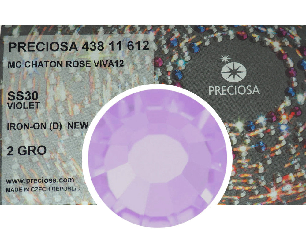 Violet HOTFIX, 288 Preciosa Genuine Czech Crystals 30ss Viva12 Iron-on, ss30,6.5mm