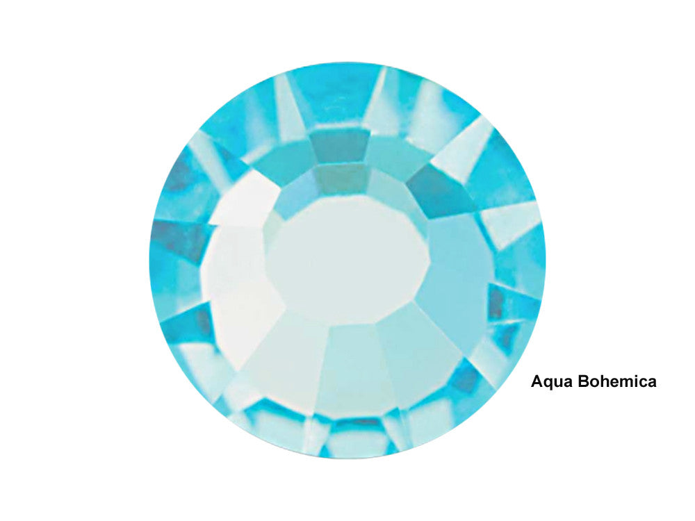 Aqua Bohemica Preciosa VIVA or MAXIMA Chaton Roses (Rhinestone Flatbacks) Genuine Czech Crystals, light blue color
