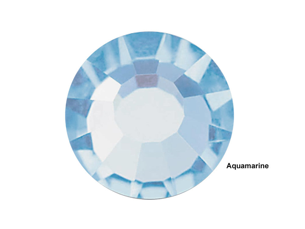 Aquamarine Preciosa VIVA or MAXIMA Chaton Roses (Rhinestone Flatbacks) Genuine Czech Crystals, light blue color