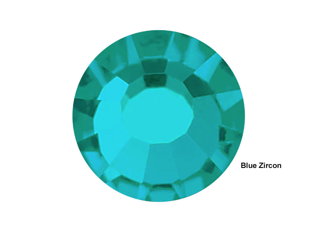 Blue Zircon Preciosa VIVA or MAXIMA Chaton Roses (Rhinestone Flatbacks) Genuine Czech Crystals, blue green color