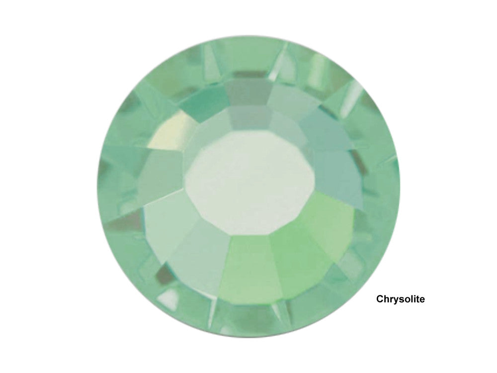 Chrysolite, Preciosa Viva Chaton Roses Article 438-11-612 (Viva12 Rhinestone Flatbacks), Genuine Czech Crystals, light green