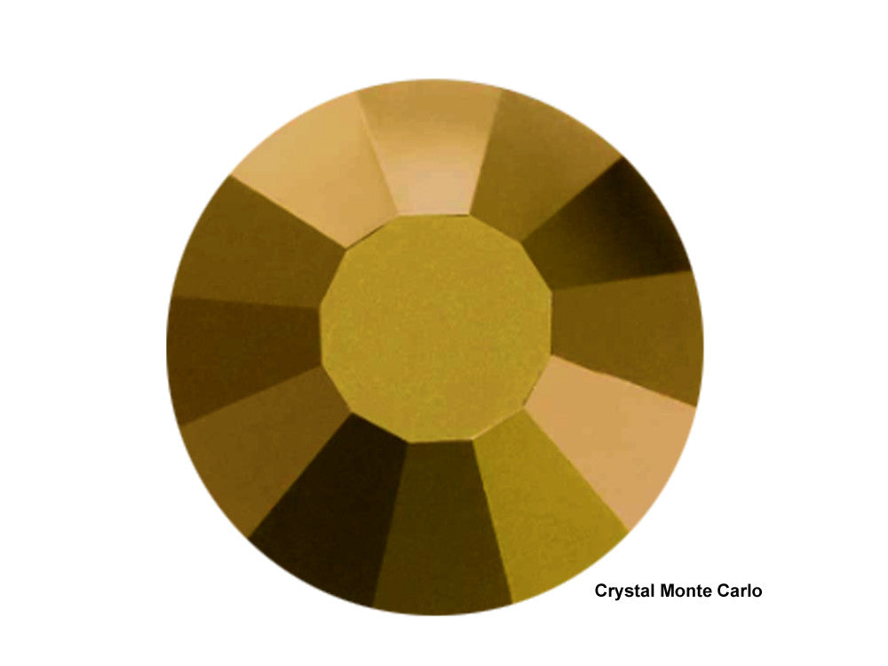 Crystal Monte Carlo Preciosa Viva Chaton Roses Article 438-11-612 (Viva12 Rhinestone Flatbacks) Genuine Czech Crystals clear coated with dorado bronze metallic ss16 ss20