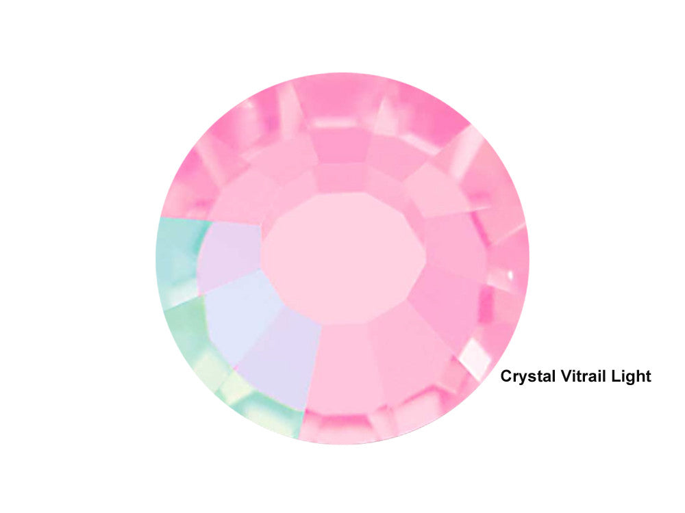 Crystal Vitrail Light, Preciosa Viva Chaton Roses Article 438-11-612 (Viva12 Rhinestone Flatbacks), Genuine Czech Crystals, clear with light pink multi coating