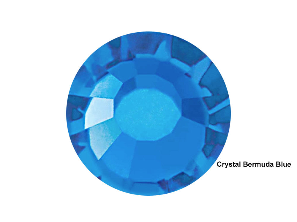 Crystal Bermuda Blue, Preciosa Viva Chaton Roses Article 438-11-612 (Viva12 Rhinestone Flatbacks), Genuine Czech Crystals, clear coated with rich blue coating on the bottom