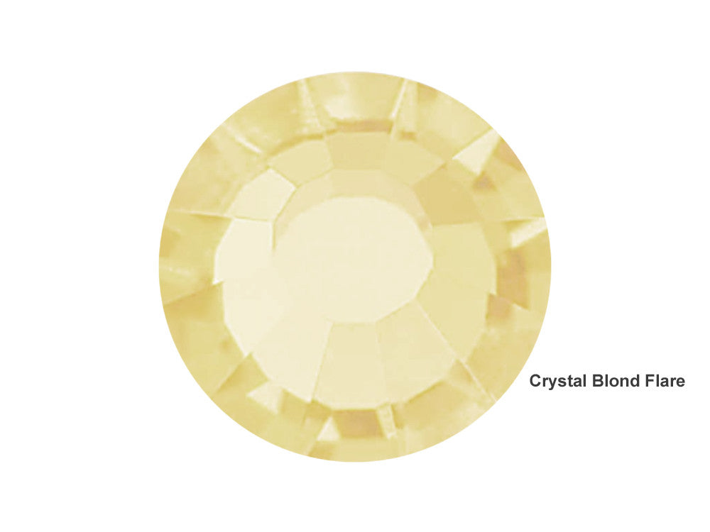 Crystal Blond Flare, Preciosa VIVA or MAXIMA Chaton Roses (Rhinestone Flatbacks), Genuine Czech Crystals, clear with light yellow golden coating