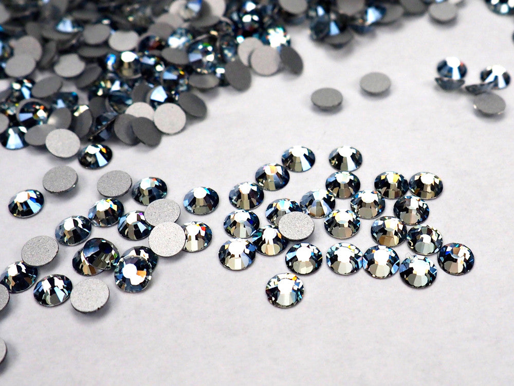 Crystal Lagoon Preciosa VIVA or MAXIMA Chaton Roses (Rhinestone Flatbacks) Genuine Czech Crystals clear coated with silvery light blue