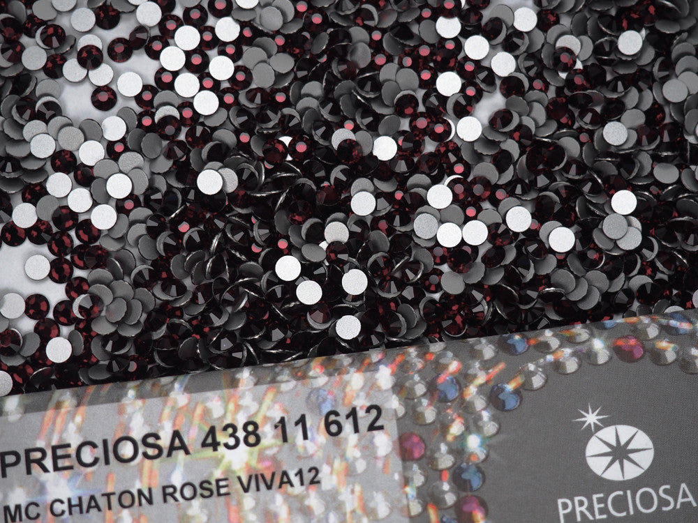 Garnet Preciosa VIVA or MAXIMA Chaton Roses (Rhinestone Flatbacks) Genuine Czech Crystals deep dark red