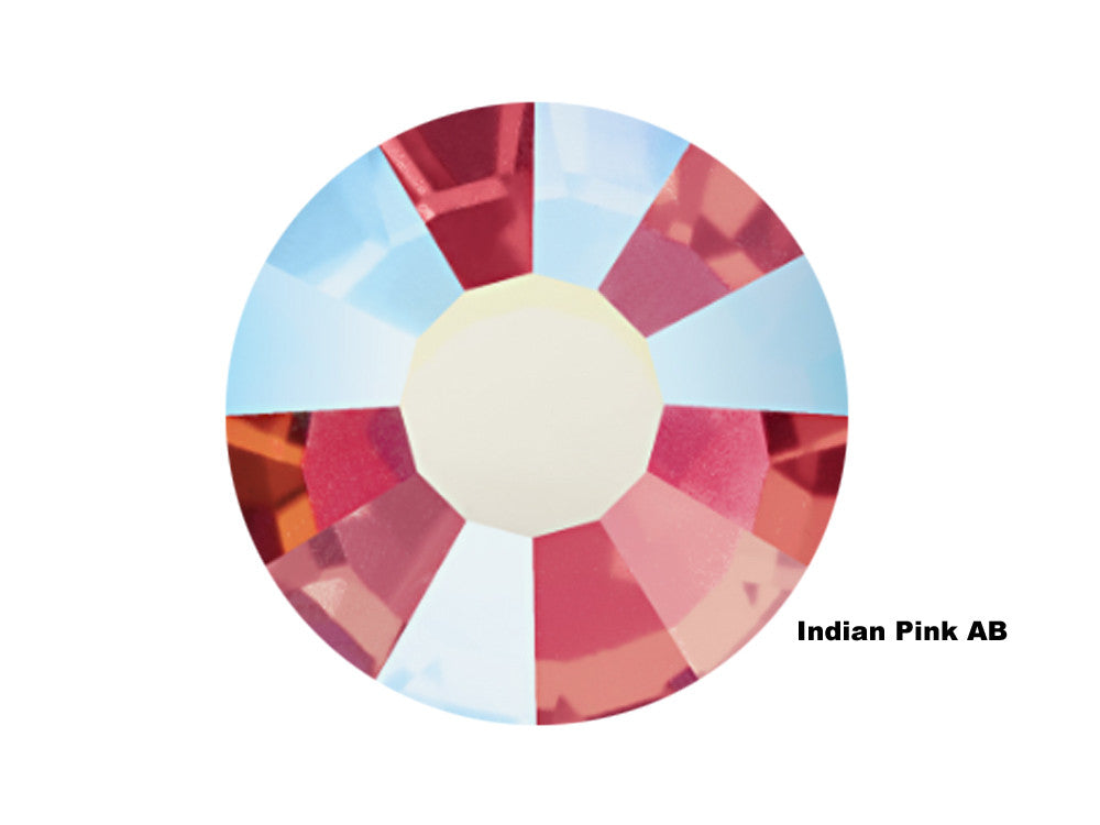Indian Pink AB, Preciosa VIVA or MAXIMA Chaton Roses (Rhinestone Flatbacks), Genuine Czech Crystals, rose red coated with Aurora Borealis