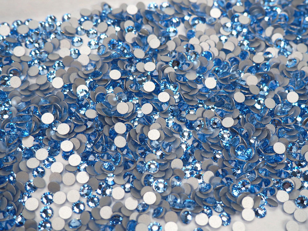 Light Sapphire Preciosa VIVA or MAXIMA Chaton Roses (Rhinestone Flatbacks) Genuine Czech Crystals light blue ss12 ss16 ss20 ss34
