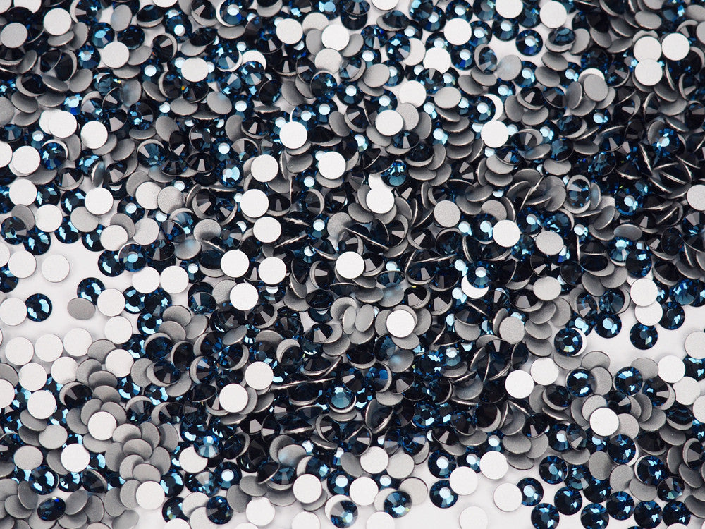 Montana Preciosa VIVA or MAXIMA Chaton Roses (Rhinestone Flatbacks) Genuine Czech Crystals dark silvery blue ss10 ss12 ss16 ss20 ss34
