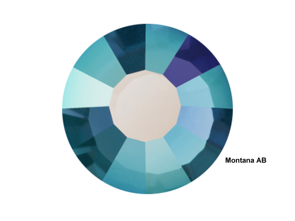 Montana AB Preciosa VIVA or MAXIMA Chaton Roses (Rhinestone Flatbacks) Genuine Czech Crystals silvery blue coated with Aurora Borealis ss10 ss12 ss16 ss20