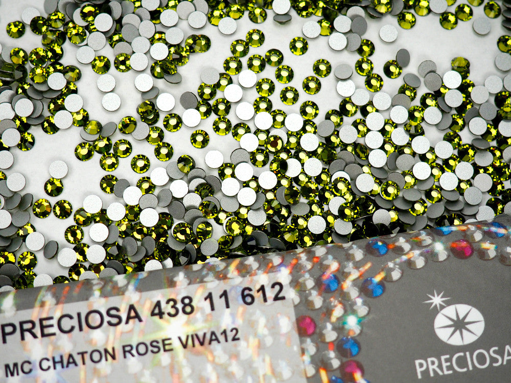Olivine Preciosa VIVA or MAXIMA Chaton Roses (Rhinestone Flatbacks) Genuine Czech Crystals olive green ss12 ss16 ss20 ss30 ss34