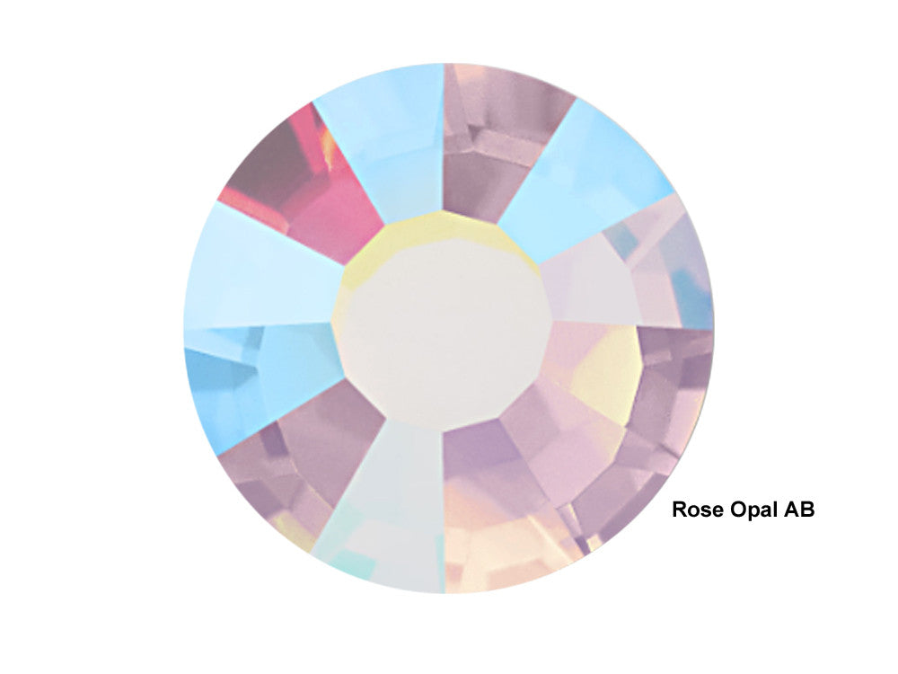 Rose Opal AB milky Preciosa Viva Chaton Roses Article 438-11-612 (Viva12 Rhinestone Flatbacks), Genuine Czech Crystals milky water opal pink coated with Aurora Borealis ss12 ss16