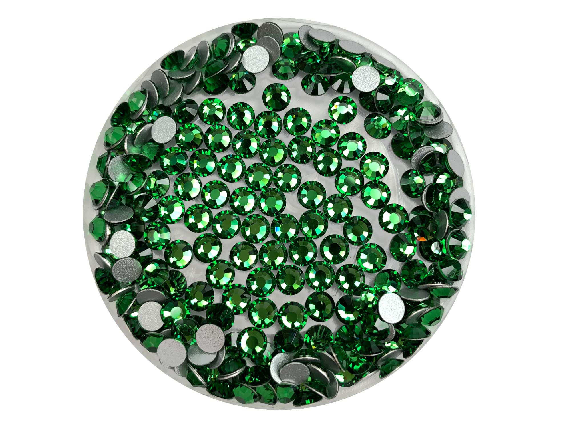 Shamrock, Preciosa Viva Chaton Roses Article 438-11-612 (Viva12 Rhinestone Flatbacks), Genuine Czech Crystals, medium emerald green color