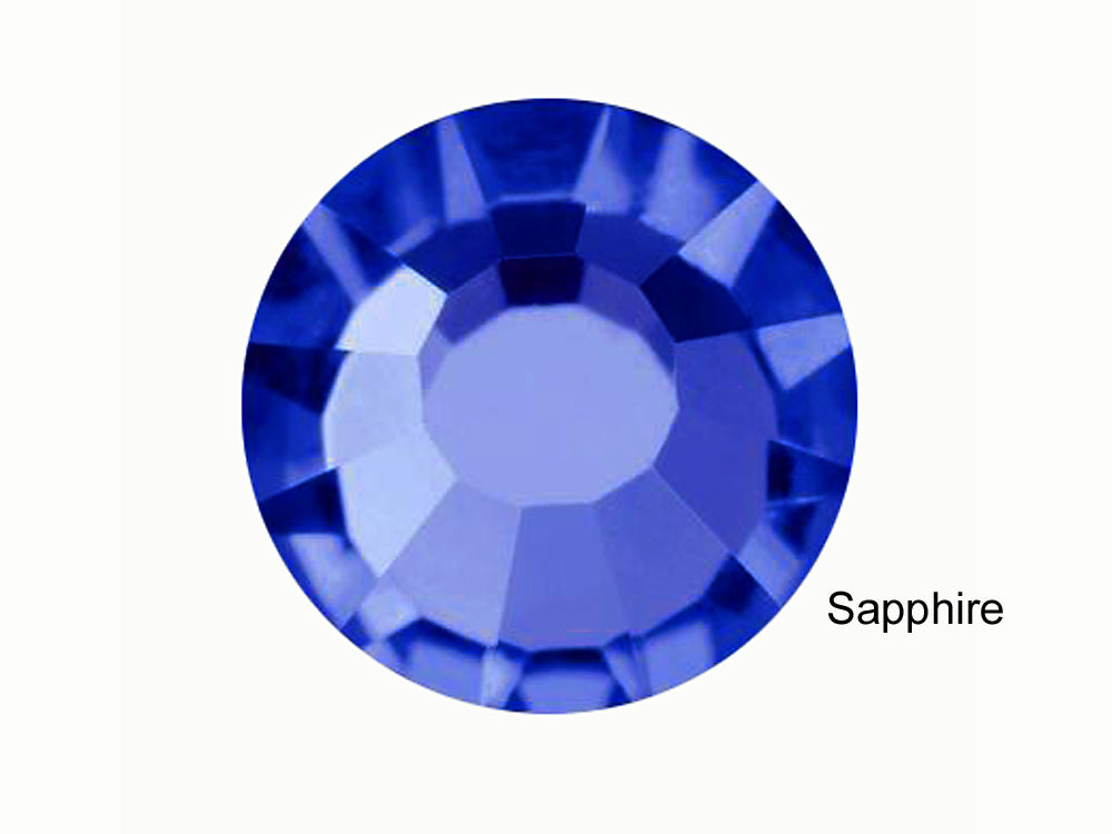 Sapphire, Preciosa VIVA or MAXIMA Chaton Roses (Rhinestone Flatbacks), Genuine Czech Crystals, blue