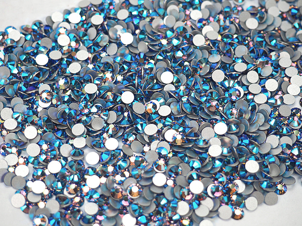 Tanzanite AB Preciosa VIVA or MAXIMA Chaton Roses (Rhinestone Flatbacks) Genuine Czech Crystals purple coated with Aurora Borealis ss20