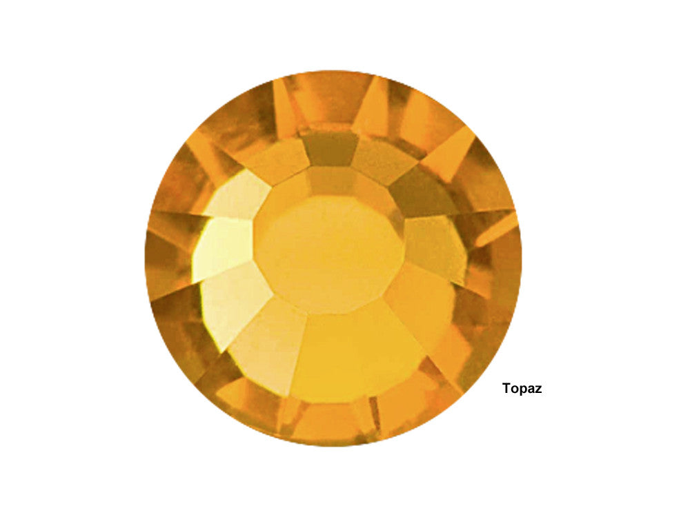 Topaz, Preciosa VIVA or MAXIMA Chaton Roses (Rhinestone Flatbacks), Genuine Czech Crystals, golden brown