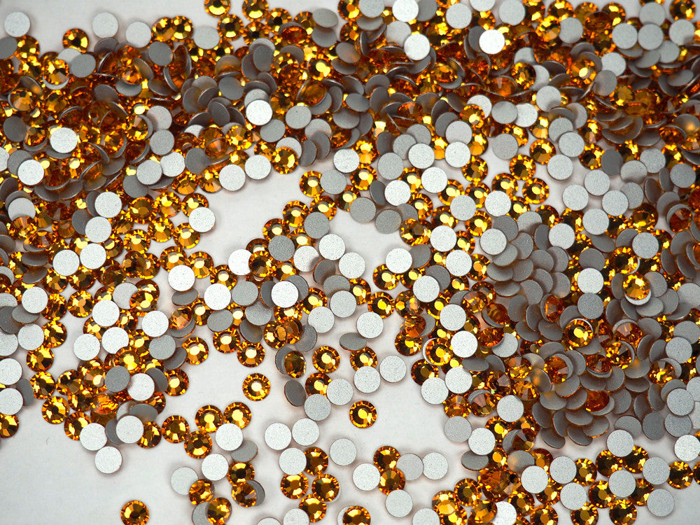 Topaz Preciosa VIVA or MAXIMA Chaton Roses (Rhinestone Flatbacks) Genuine Czech Crystals golden brown ss12 ss16 ss20 ss30