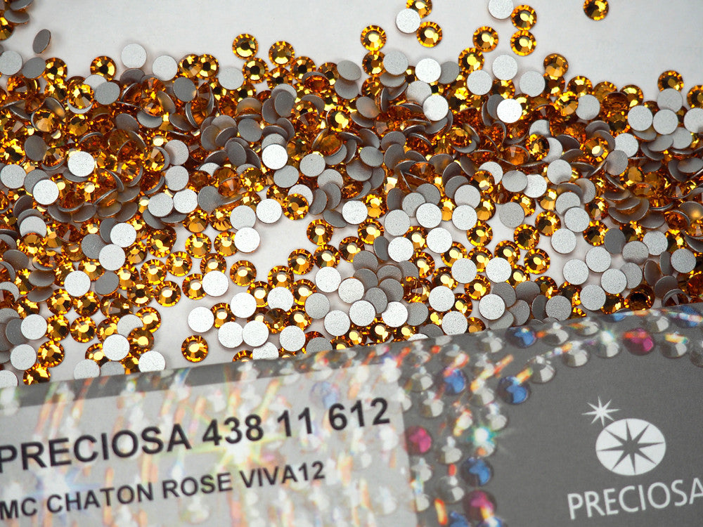Topaz Preciosa VIVA or MAXIMA Chaton Roses (Rhinestone Flatbacks) Genuine Czech Crystals golden brown ss12 ss16 ss20 ss30