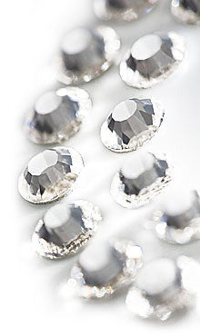Crystal  HOTFIX, Preciosa Viva Chaton Roses Article 438-11-612 (Viva12 Rhinestone Iron-on Flatbacks), Genuine Czech Crystals, clear with Grey Interlayer on the bottom and Iron On Hot Fix Glue