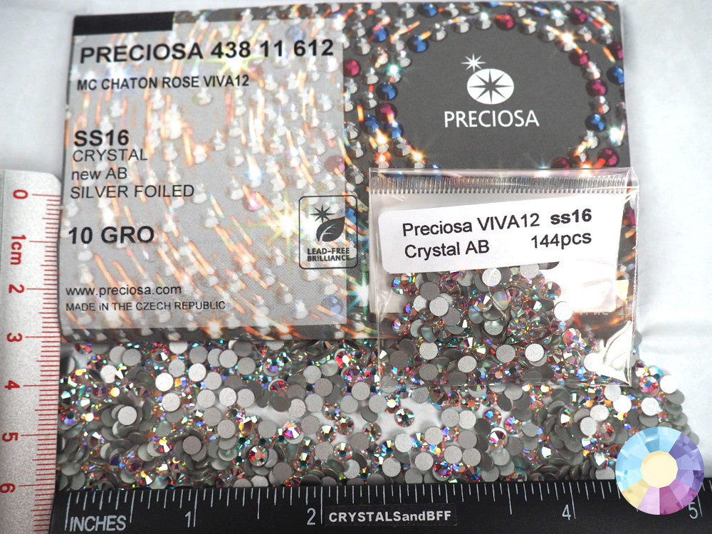 Crystal AB coated, Preciosa VIVA or MAXIMA Chaton Roses (Rhinestone Flatbacks), Genuine Czech Crystals, clear coated with Aurora Borealis