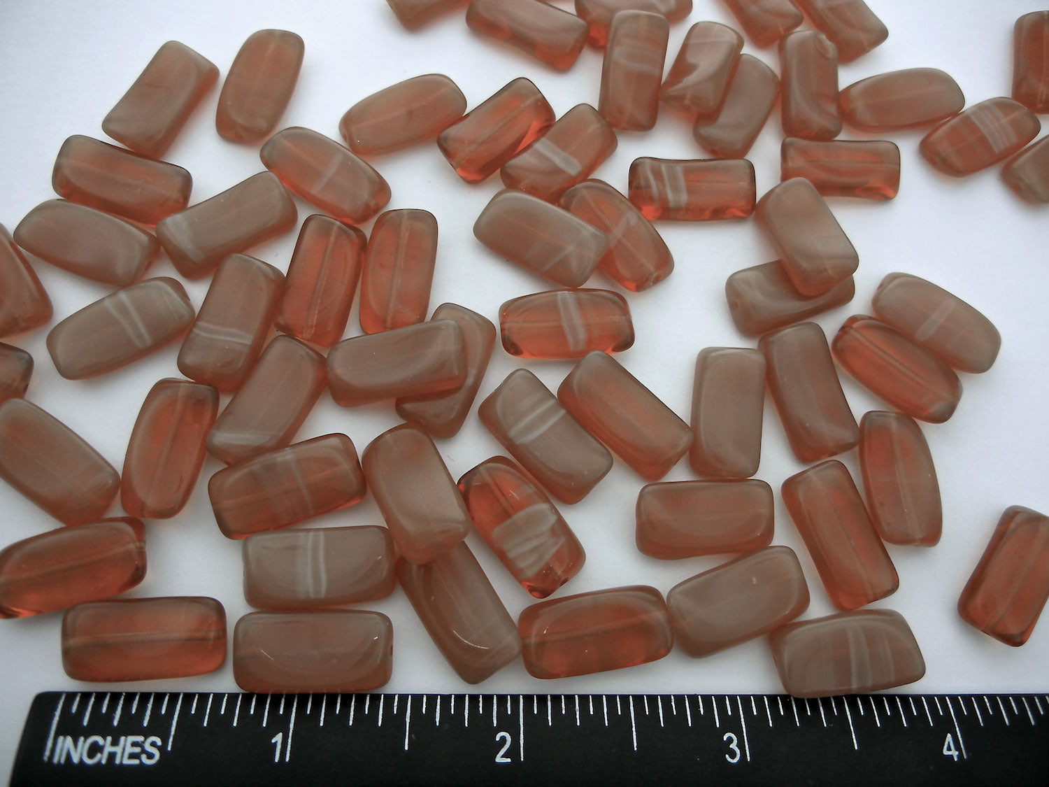 60 Preciosa Czech glass twisted rectangle beads 18x9mm Tan Brown Opal, zz 26