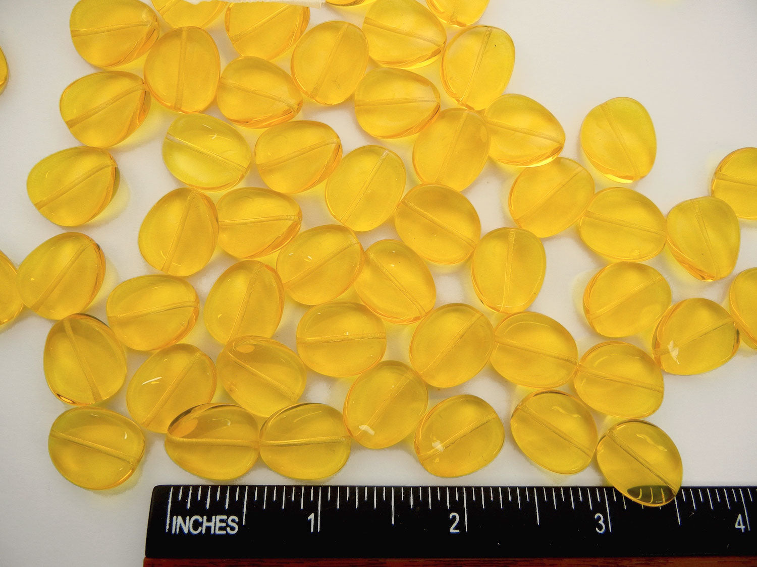 Citrine yellow, Preciosa Czech Glass Twisted Potato Chip Beads 16x13mm, 12pcs, zz 35